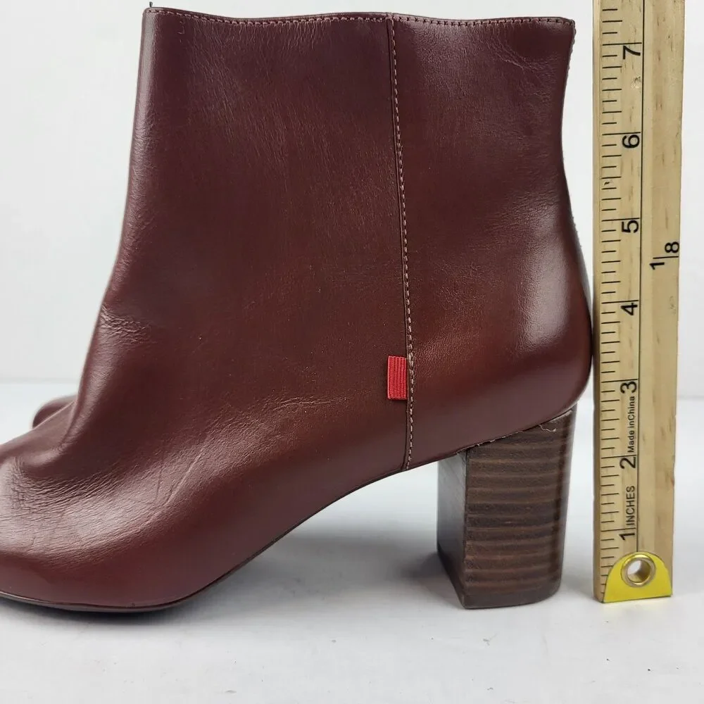 Marc Joseph New York Charles St Leather Ankle Bootie Reddish Brown Size 9